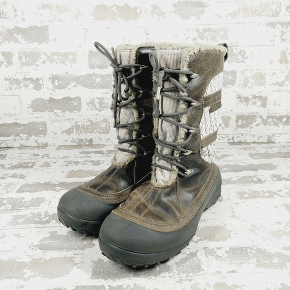 Columbia Brown & White Leather Heather Canyon Waterproof Cold Weather Boots C416 - Picture 2 of 13